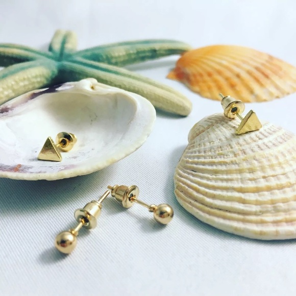 Designs by 17KM Gold Triangle Stud Earring Set - Picture 3 of 4